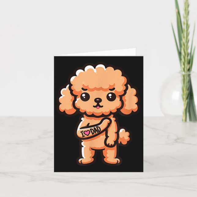 Tarjeta Toy Poodle I Love Dad Funny Dog Tattoo _1 (Anverso)