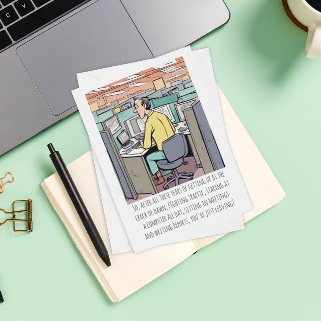 Tarjeta Trabajador de Oficina Masculino Jubilado Texto Div (The perfect retirement card for co-workers, friends, parents, grandparents, or relatives. )