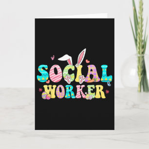 Tarjeta Trabajador Social Escolar Conejo de Pascua Feliz H