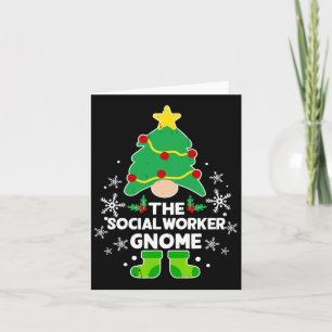 Tarjeta Trabajador social Gnome Xmas Navidades de vacacion