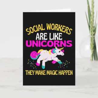 Tarjeta Trabajador social Unicorn , mágicos cuidadores uni