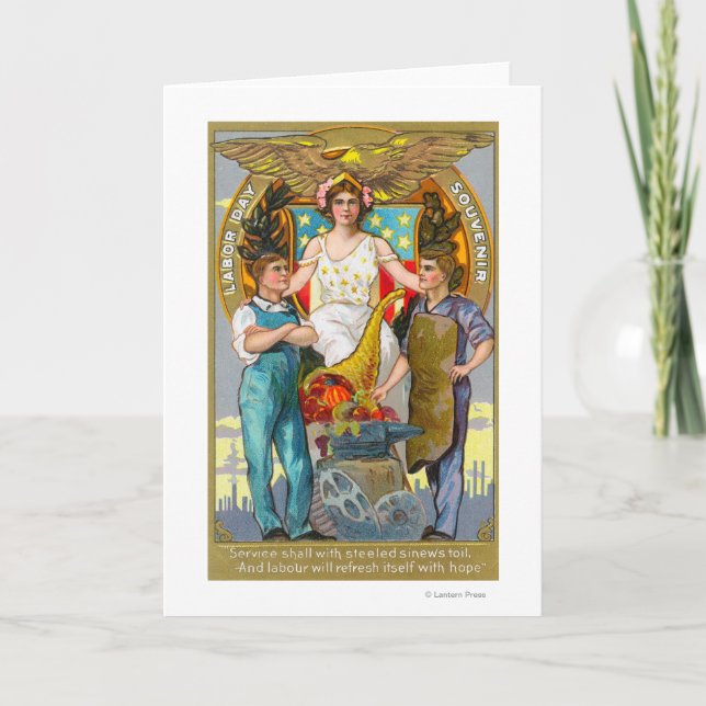 Tarjeta Trabajadores del recuerdo del Día del Trabajo con (Anverso)