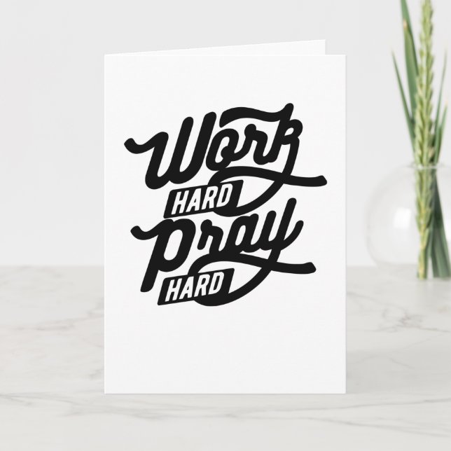 Tarjeta Trabajar duro para rezar (Anverso)