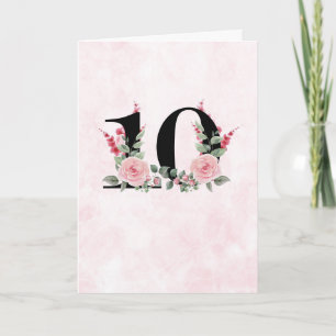 Tarjeta Trabajo floral 10 - Aniversario