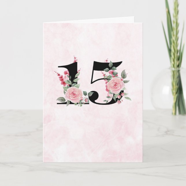 Tarjeta Trabajo floral 15 - Aniversario (Anverso)