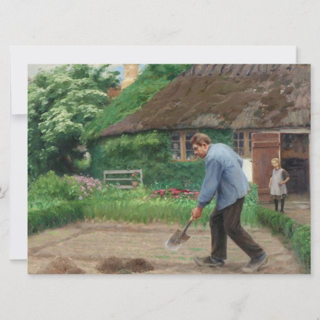 Tarjeta Trabajo nocturno en el jardín (por H.A. Brendekild (Anverso)