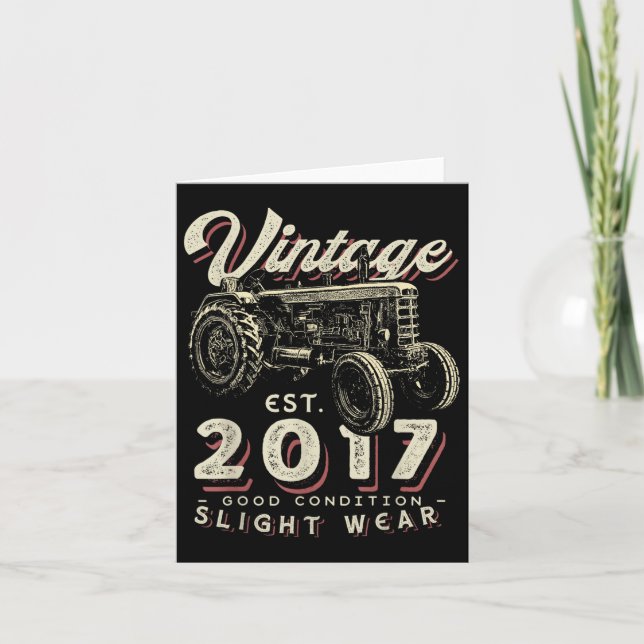 Tarjeta Tractor Agricultor Vintage Establecido 2017 5º Cum (Anverso)