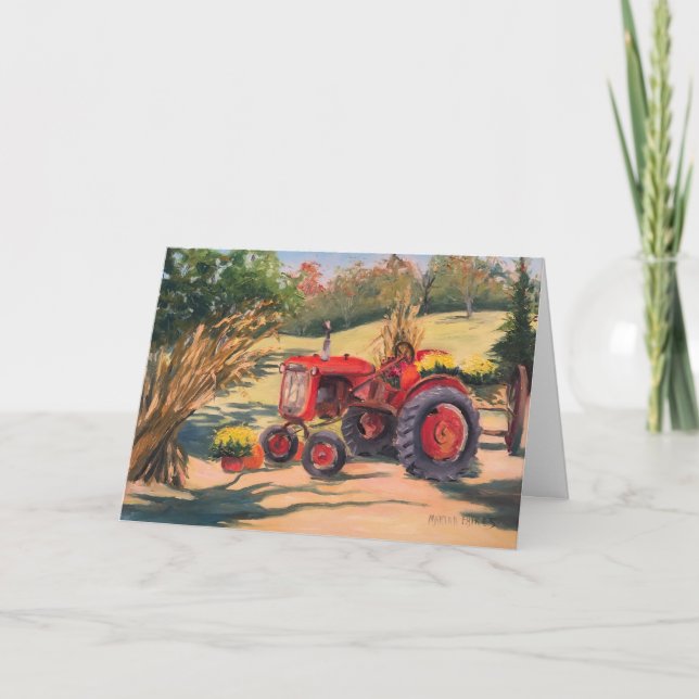 Tarjeta Tractor antiguo y nuevo bote (Anverso)