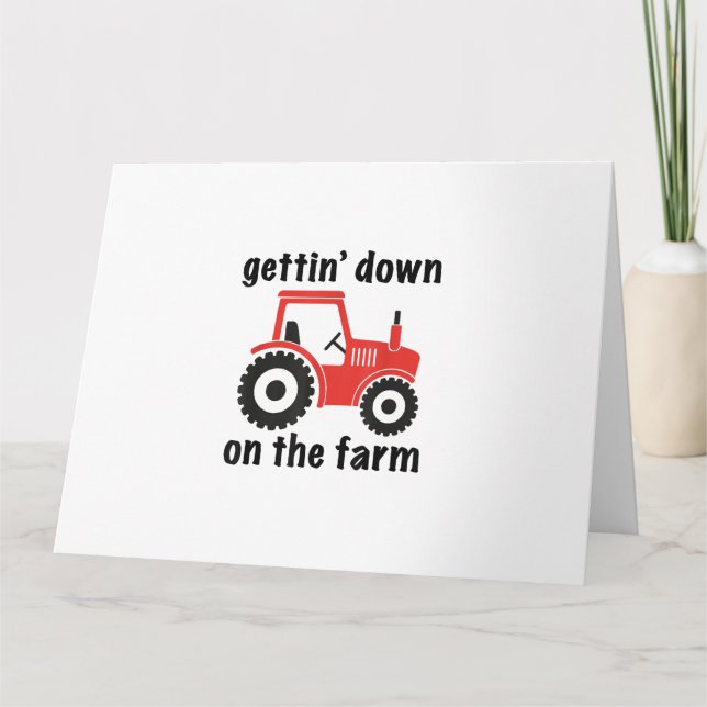 Tarjeta Tractor bajando en el campo agrícola Barn Danc (Anverso)