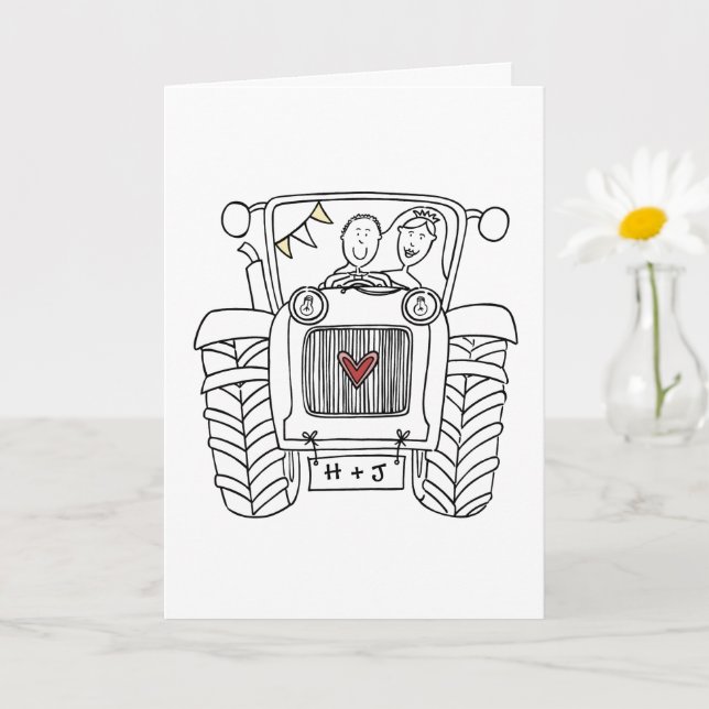 Tarjeta Tractor Country Wedding Card (Planta pequeña)
