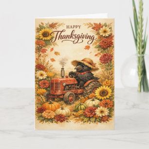 Tarjeta Tractor de Cuervo de Otoño Caprichoso de Acción de