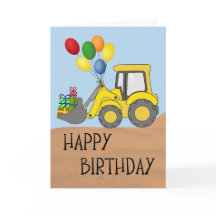 Tractor de cumpleaños con cubeta llena de regalos