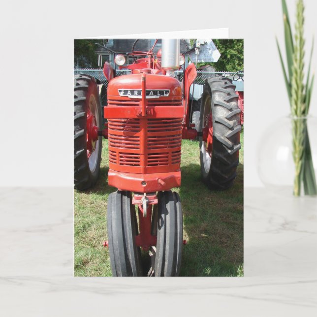 Tarjeta Tractor rojo antiguo (Anverso)