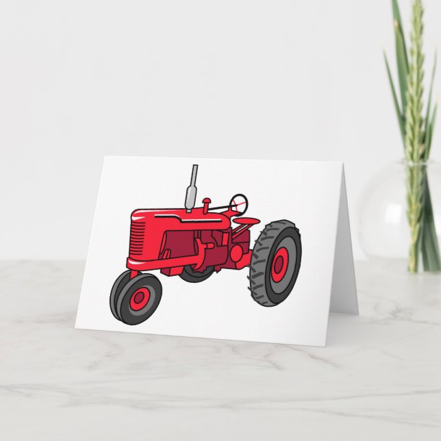 Tarjeta Tractor rojo vintage (Anverso)