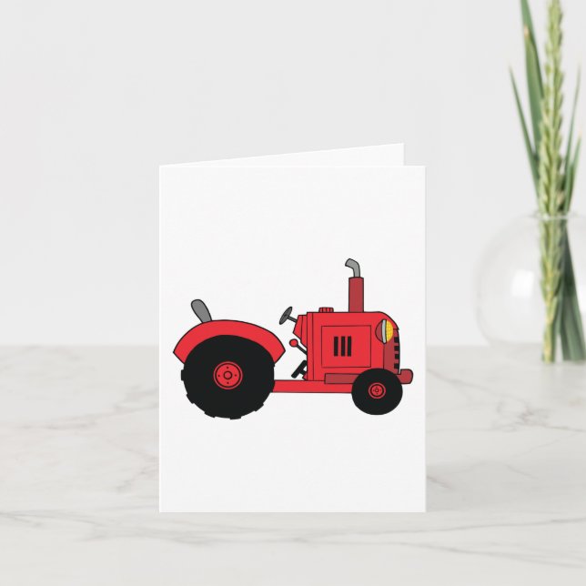 Tarjeta Tractor rojo vintage (Anverso)