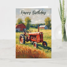 Tractor Rojo Vintage Rustic Farm Feliz Cumpleaños
