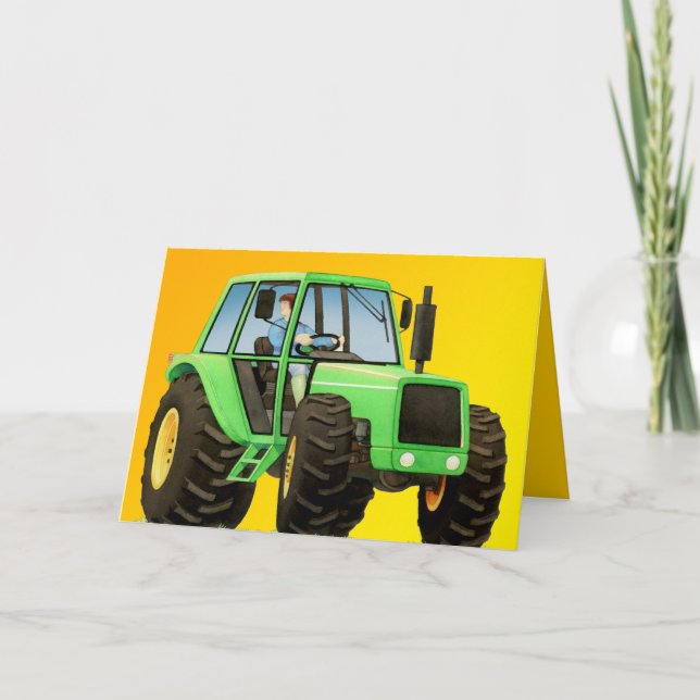 Tarjeta Tractor verde infantil (Anverso)