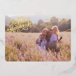 Tarjeta tradicional de Hanukkah con una foto estam