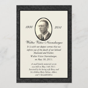 Tarjeta tradicional de Invitación de muerte