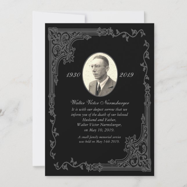 Tarjeta tradicional de Invitación de muerte negra (Anverso)