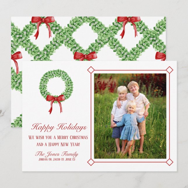 Tarjeta tradicional de Navidades de Garland (Anverso / Reverso)