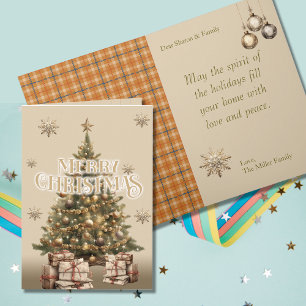 Tarjeta Tradicional Feliz Navidad Antiguo Oro cálido