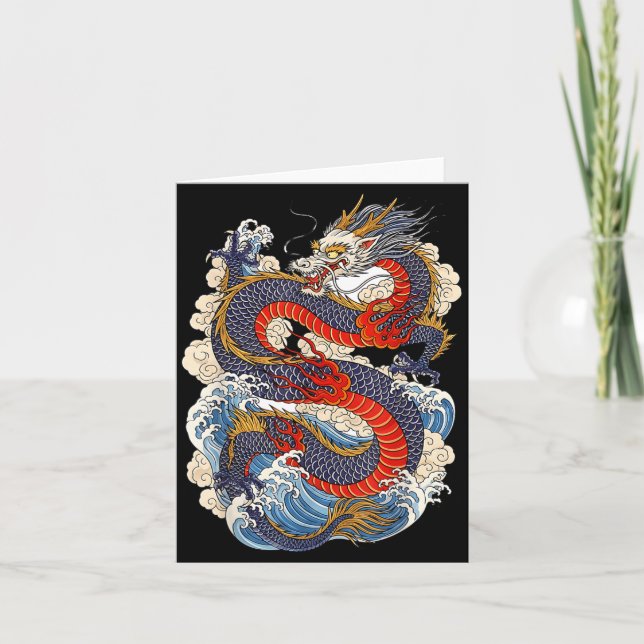 Tarjeta Traditional Chinese Dragon East Asia Dragon Ukiyoe (Anverso)