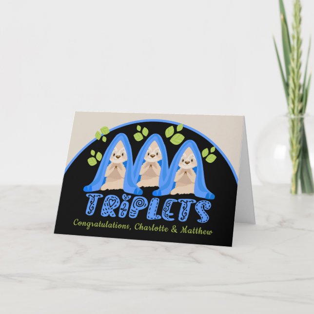 Tarjeta Tragamonedas Cutas Tres Niños Nuevos Bebés Triplet (Anverso)