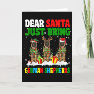 Tarjeta Traiga solo pastores alemanes Xmas tres Santa Reno