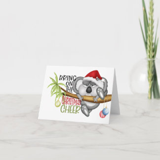 Tarjeta Traigan a los Navidades animando a koala