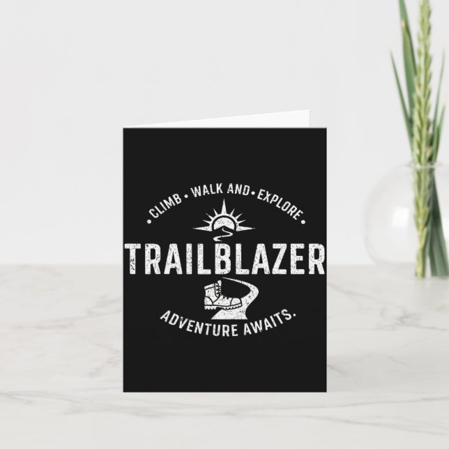 Tarjeta Trailblazer Adventure Awaits Hiking Climb Explore  (Anverso)