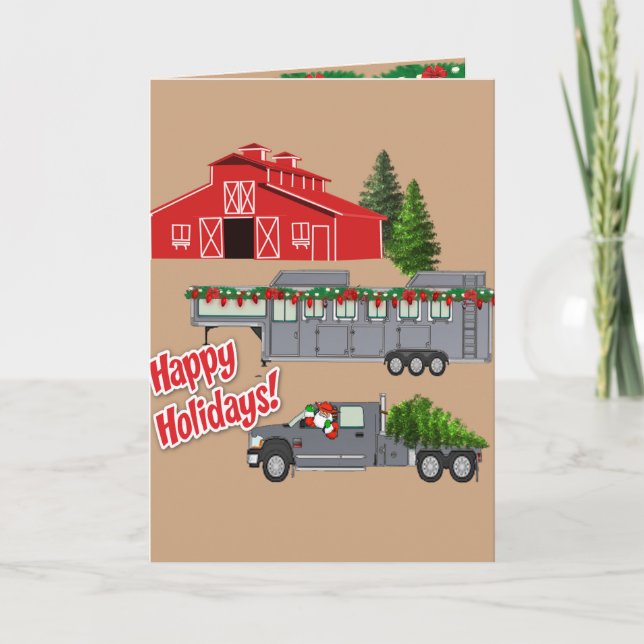 Tarjeta Trailer De Camión Santa Y Vacaciones De Barn (Anverso)