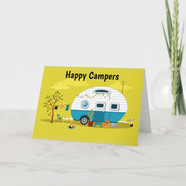 Tarjeta Trailer feliz de campers (Anverso)