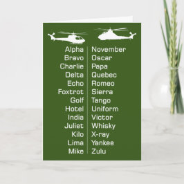 Tarjeta Trainee Helicopter Pilot Chopper Phonetic Alphabet