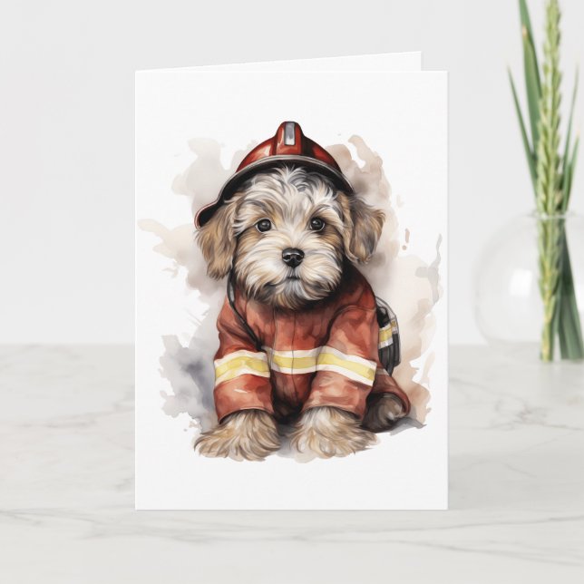 Tarjeta Traje de bombero para perro, el mejor amigo de un  (Anverso)