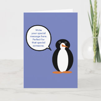 Tarjeta Traje de Cumpleaños Ms. Penguin Personalizado Habl