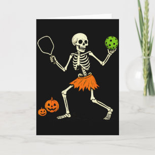 Tarjeta Traje de esqueleto de Halloween de Pickleball espe