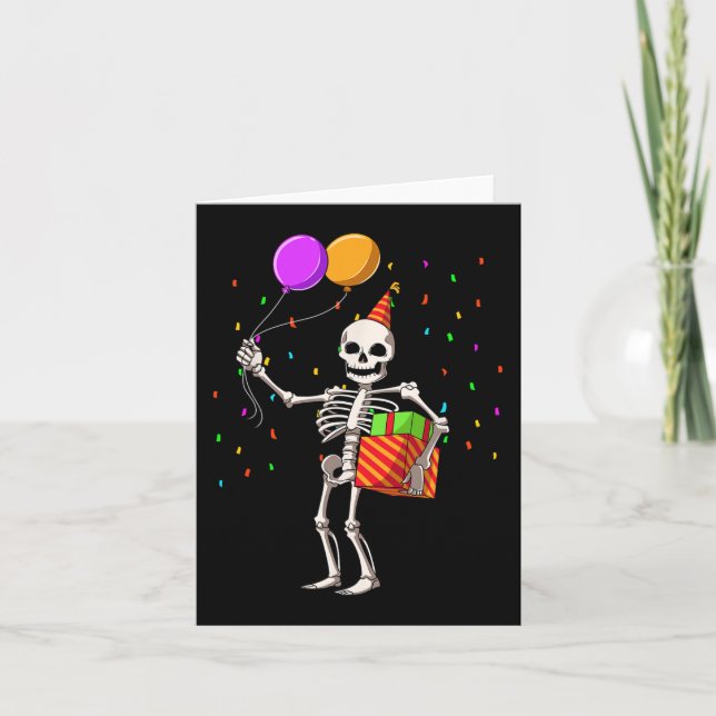 Tarjeta Traje de fiesta de cumpleaños de Halloween esquele (Anverso)