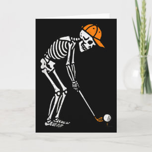 Tarjeta Traje de golfista de Halloween de esqueleto para p