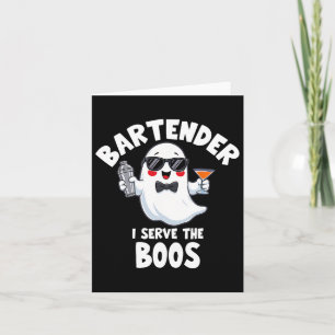 Tarjeta Traje De Halloween De Bartender Que Sirvo A Los Ho