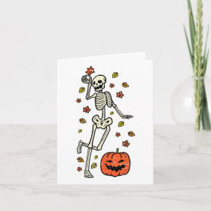 Tarjeta Traje de Halloween de calabaza de baile de esquele