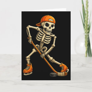 Tarjeta Traje de Halloween de esqueleto de hockey sobre hi
