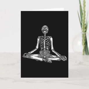Tarjeta Traje de Halloween de esqueleto de yoga espeluznan
