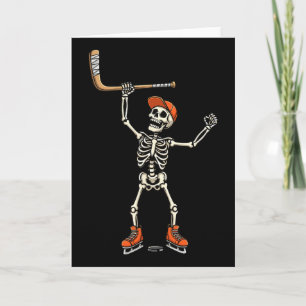 Tarjeta Traje de hockey sobre hielo de esqueleto divertido