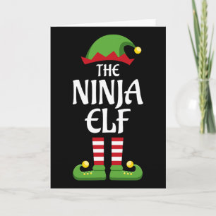 Tarjeta Traje de Navidad de Grupo de Familia de Elfo Ninja