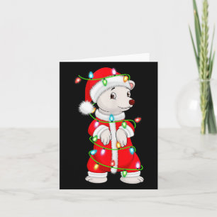 Tarjeta Traje de Santa con Luces de Navidad de Oso Lar Ado