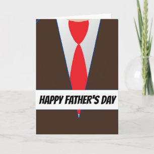 Tarjeta Traje marrón, corbata roja, día del padre