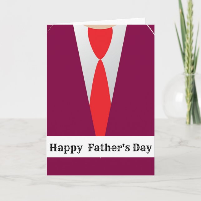 Tarjeta Traje morado corbata roja día del padre (Anverso)