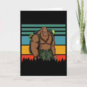 Tarjeta Traje Retro Vintage Bigfoot Senderismo Coincidente