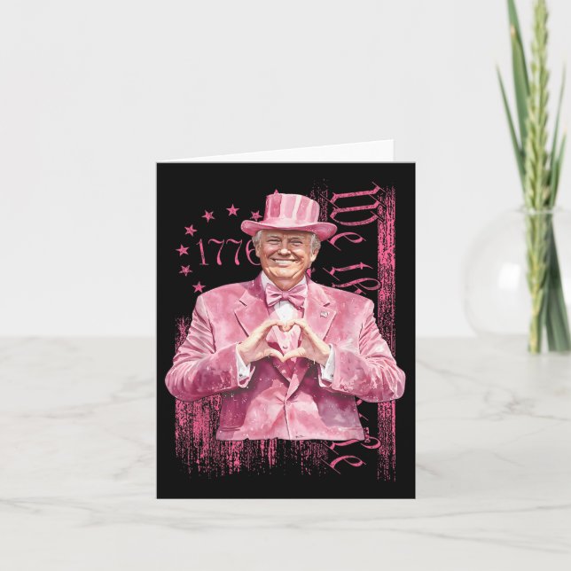 Tarjeta Traje rosa de forma de corazón del presidente Trum (Anverso)